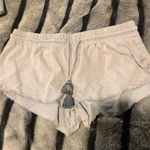 #564 “RIP CURL” Women's Cream Sleep Shorts